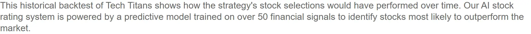 Investing.com strategy page describing how the backtest shows what the selections would have performed